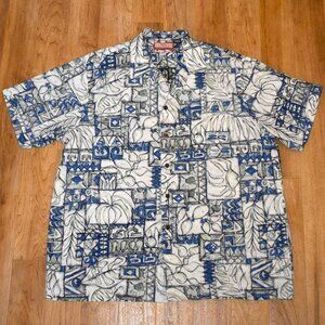 RJC Short Sleeve Tropical‎ Floral Print Button Front Shirt Sz 2XL Made In USA